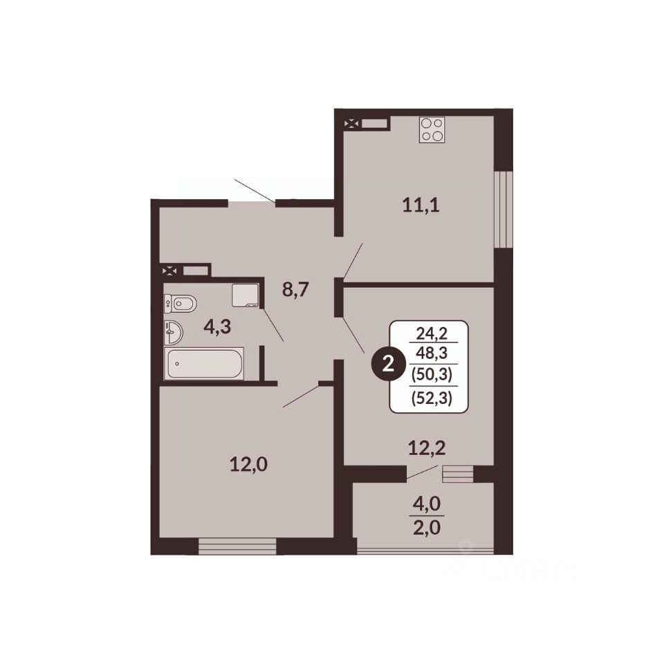 планировка квартиры 52 м2